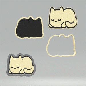 1pc & 3pc Sleepy Kitty Bath Bomb Mold STL File - for 3D printing - FILE ONLY - manual hand press mold for bath bombs solid shampoo bars