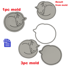 Load image into Gallery viewer, 1pc &amp; 3pc Curled Sleeping Kitty Ball Bath Bomb Mold STL File - for 3D printing - FILE ONLY