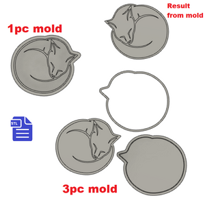 1pc & 3pc Curled Sleeping Kitty Ball Bath Bomb Mold STL File - for 3D printing - FILE ONLY