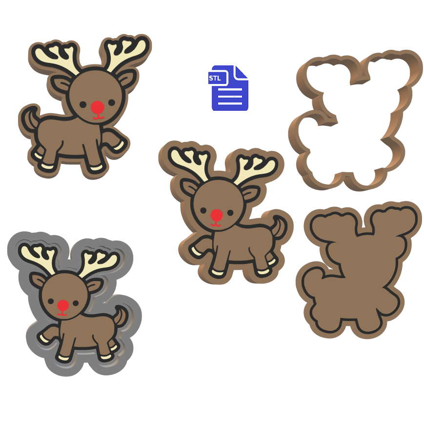 1pc & 3pc Reindeer Bath Bomb Mold STL File - for 3D printing - FILE ONLY - mold for bath bombs solid shampoo shower steamers