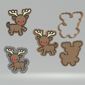 1pc & 3pc Reindeer Bath Bomb Mold STL File - for 3D printing - FILE ONLY - mold for bath bombs solid shampoo shower steamers