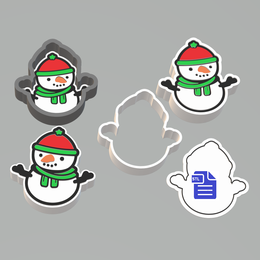 1pc & 3pc Snowman Bath Bomb Mold STL File - for 3D printing - FILE ONLY