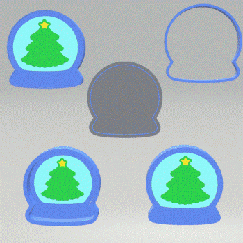 1pc & 3pc Snowglobe Bath Bomb Mold STL File - for 3D printing - FILE ONLY