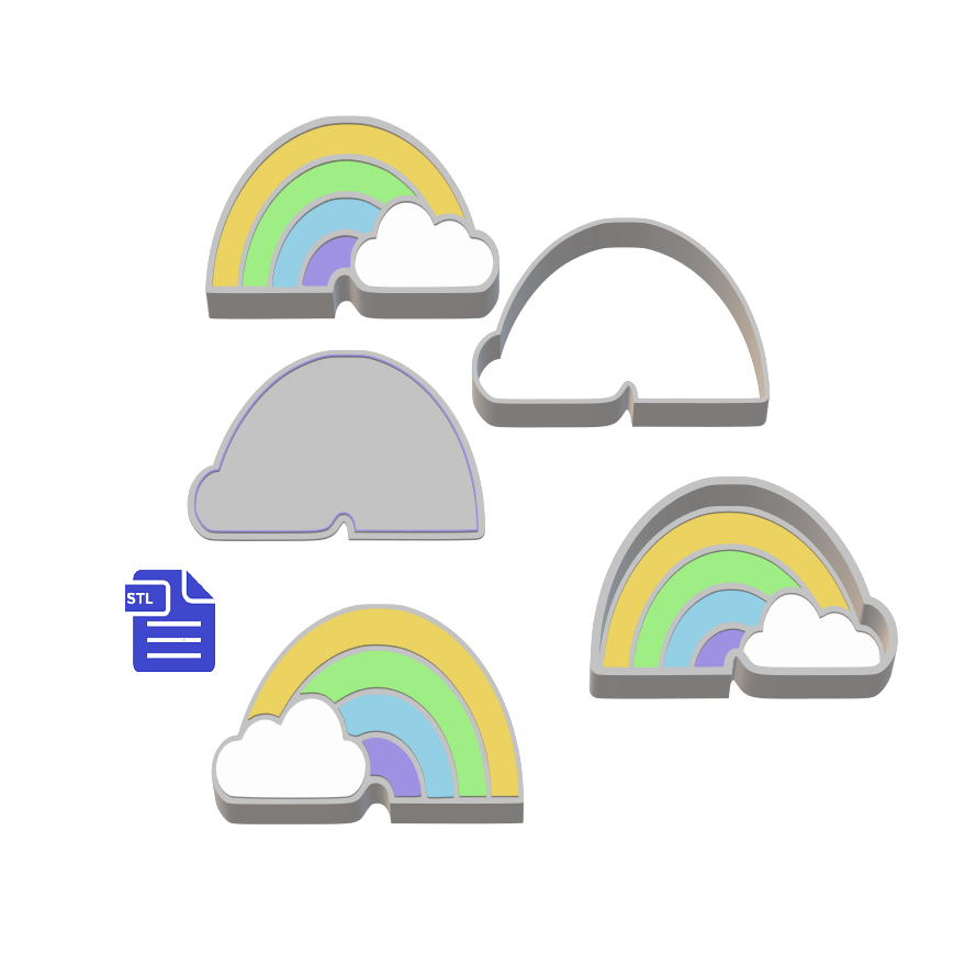 1pc & 3pc Rainbow Cloud Bath Bomb Mold STL File - for 3D printing - FILE ONLY - mold for making bath bombs solid shampoo shower steamers