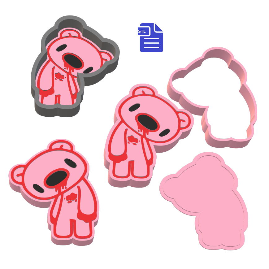 1pc & 3pc Gloomy Bear Bath Bomb Mold STL File - Digital Download