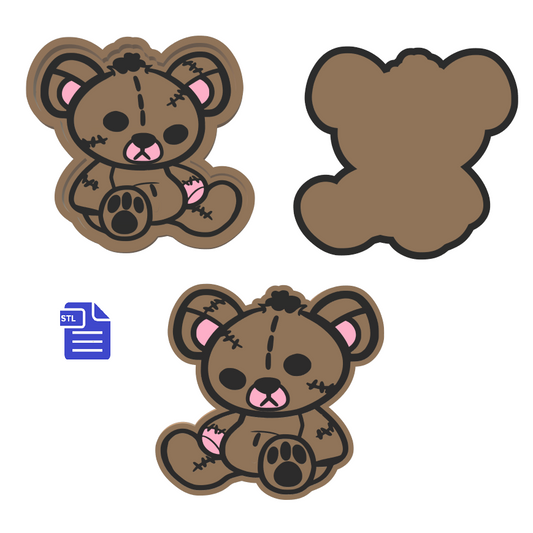 1pc & 2pc Damaged Teddy Bear Bath Bomb Mold STL File - for 3D printing - FILE ONLY