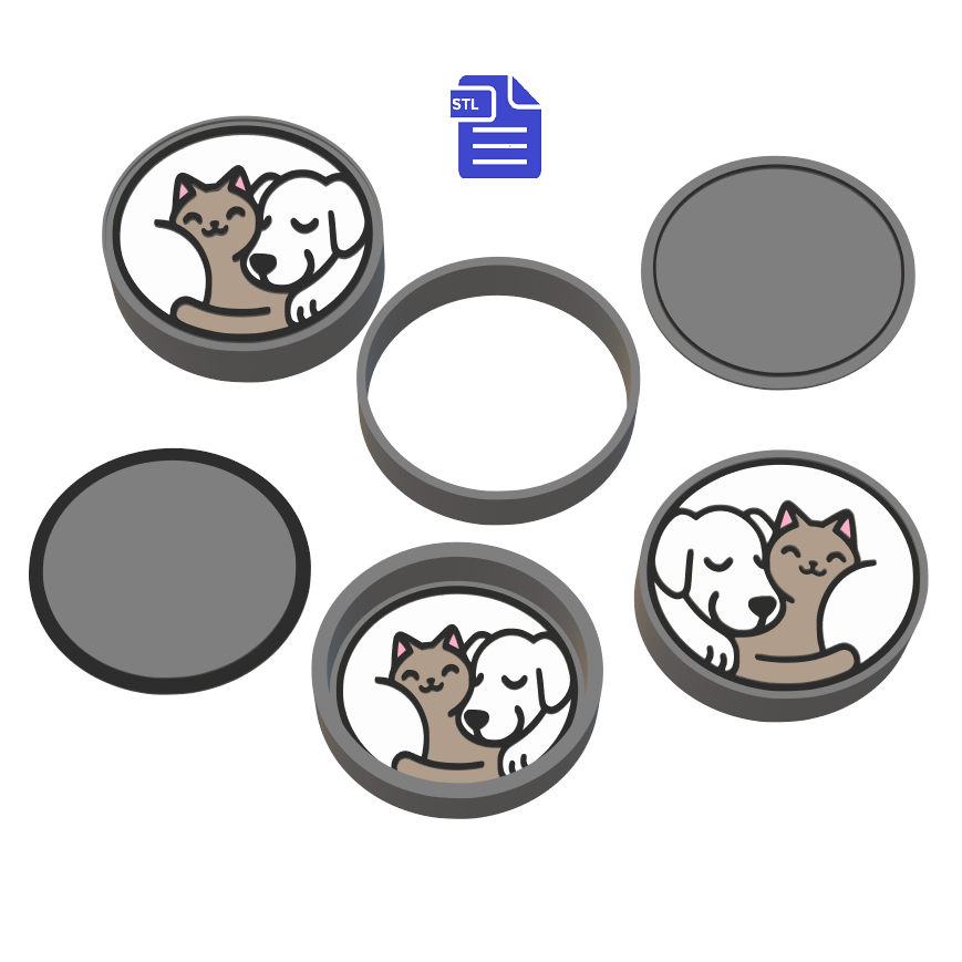 1pc + 2pc + 3pc Sleeping curled dog & cat Bath Bomb mold STL File - for 3D printing - FILE ONLY - mold for solid shampoo shower steamer bars