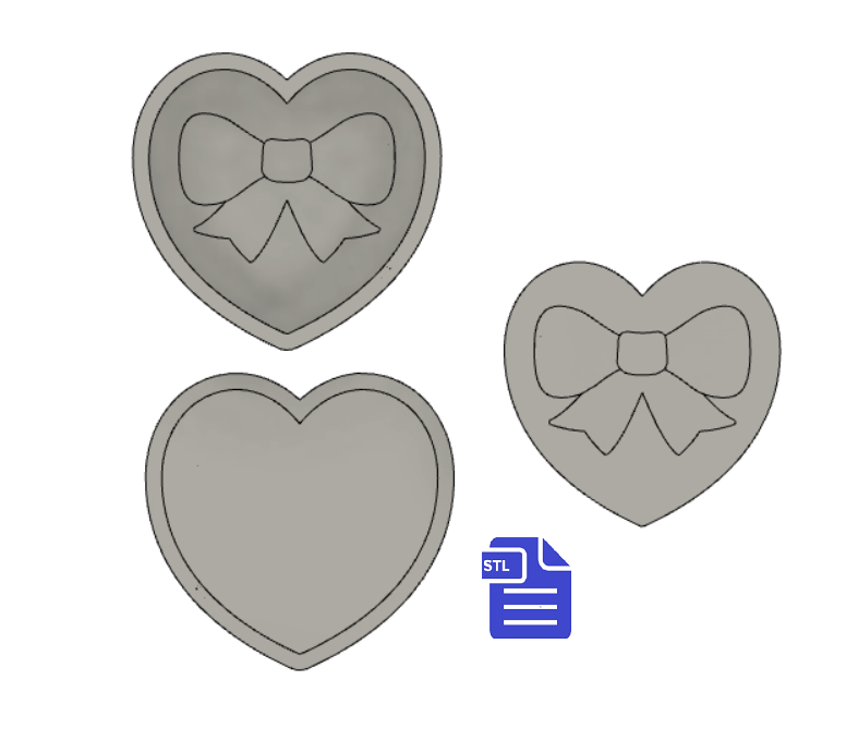 1pc + 2pc Heart Gift Box Bath Bomb Mold STL File - for 3D printing - FILE ONLY - mold for bath bombs shower steamer bars