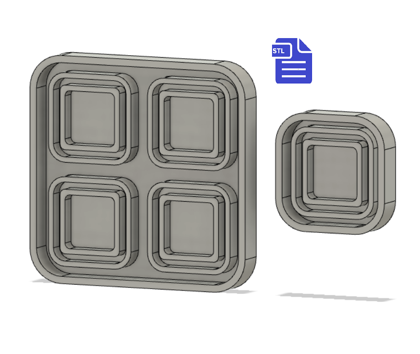 Double Layer Square Shaker Silicone Mold Housing STL File - for 3D printing - FILE ONLY - The Crafts and Glitter Shop