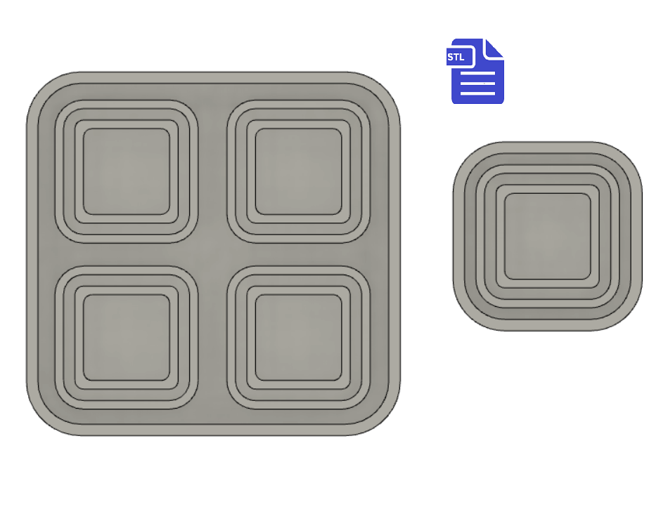 Double Layer Square Shaker Silicone Mold Housing STL File - for 3D printing - FILE ONLY - The Crafts and Glitter Shop