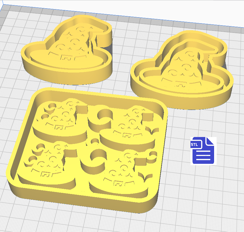 Wizard Hat Silicone Mold Housing Tray STL File - for 3D printing - FILE ONLY