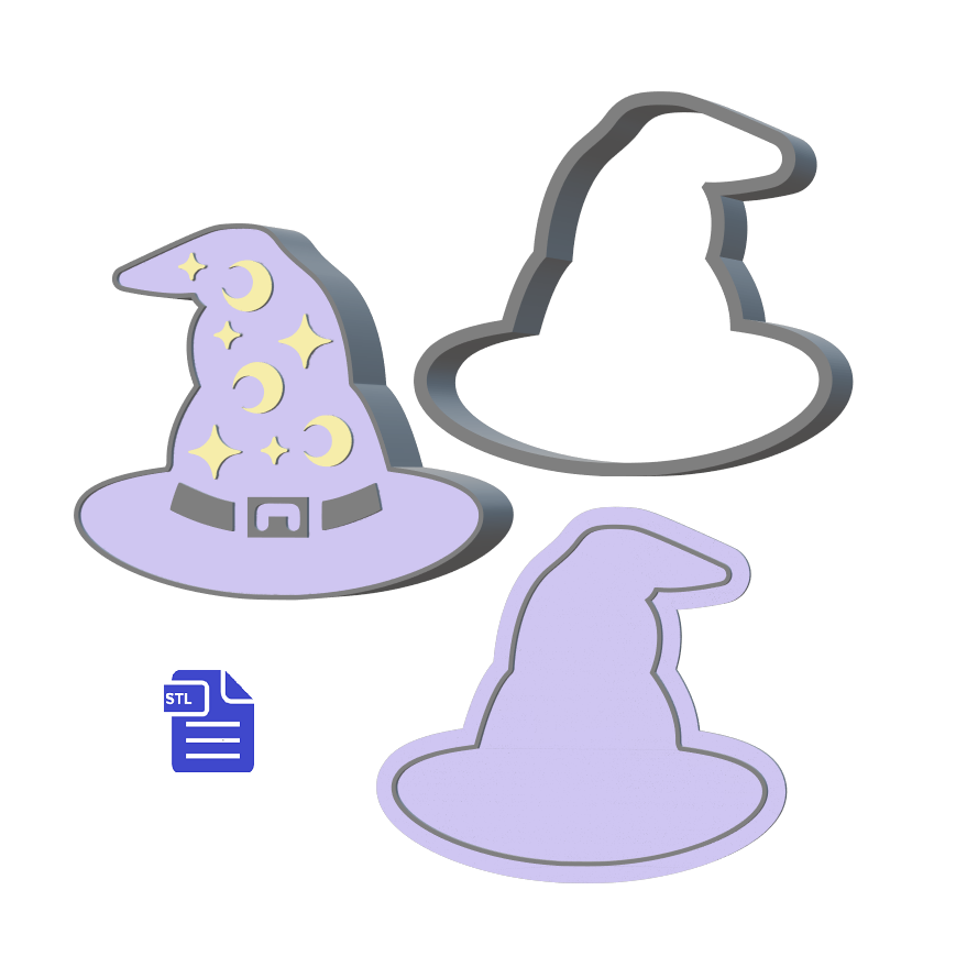 3pc Wizard Hat Bath Bomb Push Mold STL File - for 3D printing - FILE ONLY - 3 piece Shower Steamer Mould - The Crafts and Glitter Shop