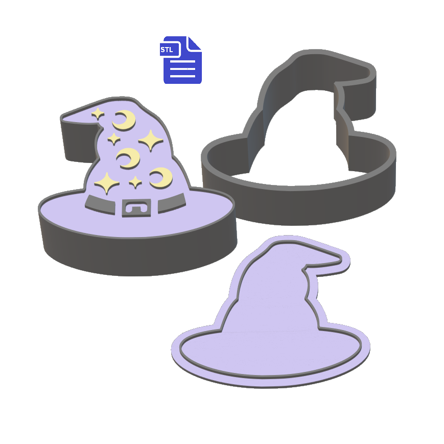 3pc Wizard Hat Bath Bomb Push Mold STL File - for 3D printing - FILE ONLY - 3 piece Shower Steamer Mould - The Crafts and Glitter Shop