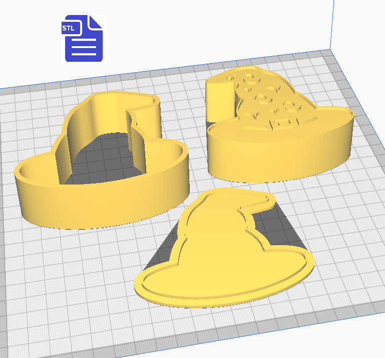 3pc Wizard Hat Bath Bomb Push Mold STL File - for 3D printing - FILE ONLY - 3 piece Shower Steamer Mould - The Crafts and Glitter Shop