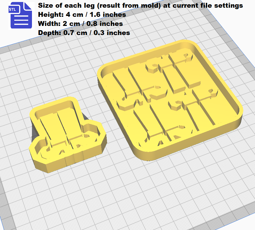 Witchy Legs Silicone Mold Housing STL File - for 3D printing - FILE ONLY