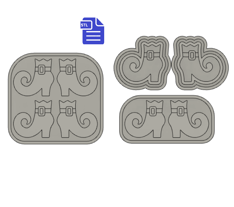 Witch Boots Silicone Mold Housing STL File - for 3D printing - FILE ONLY