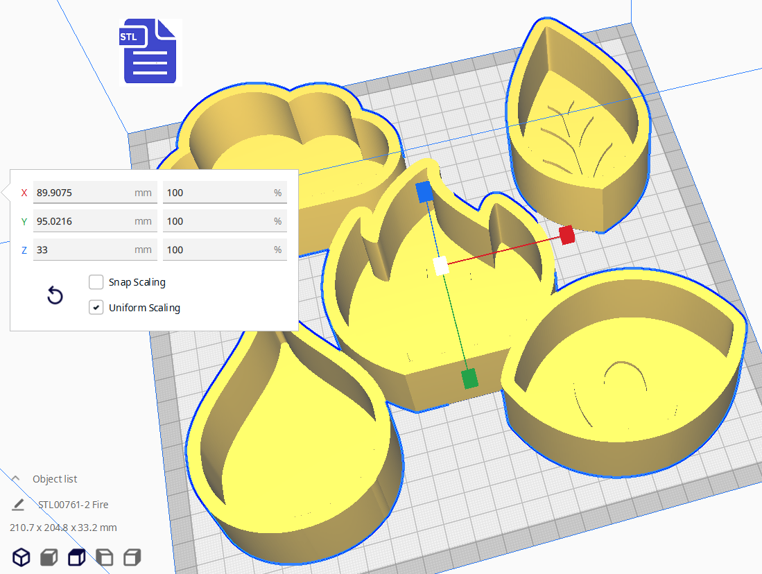 1pc Set of 5 Elements Bath Bomb Mold STL File - for 3D printing - FILE ONLY