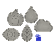 Load image into Gallery viewer, 1pc Set of 5 Elements Bath Bomb Mold STL File - for 3D printing - FILE ONLY