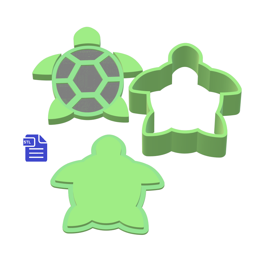 3pc Sea Turtle Bath Bomb Mold STL File - for 3D printing - FILE ONLY - The Crafts and Glitter Shop
