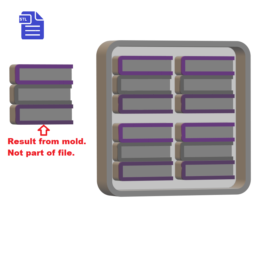 Stack of books Silicone Mold Housing STL File - for 3D printing - FILE ONLY - The Crafts and Glitter Shop