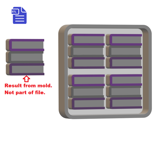 Stack of books Silicone Mold Housing STL File - for 3D printing - FILE ONLY - The Crafts and Glitter Shop