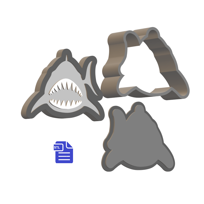 3pc Shark Bath Bomb Mold STL File - for 3D printing - FILE ONLY - The Crafts and Glitter Shop
