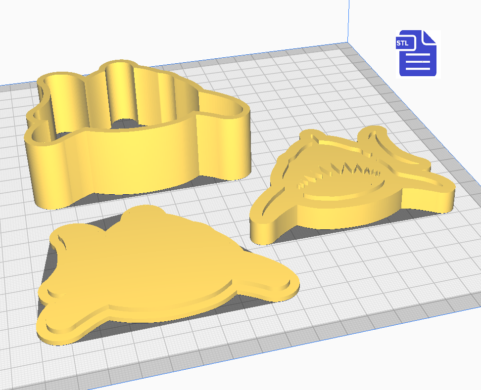 3pc Shark Bath Bomb Mold STL File - for 3D printing - FILE ONLY - The Crafts and Glitter Shop