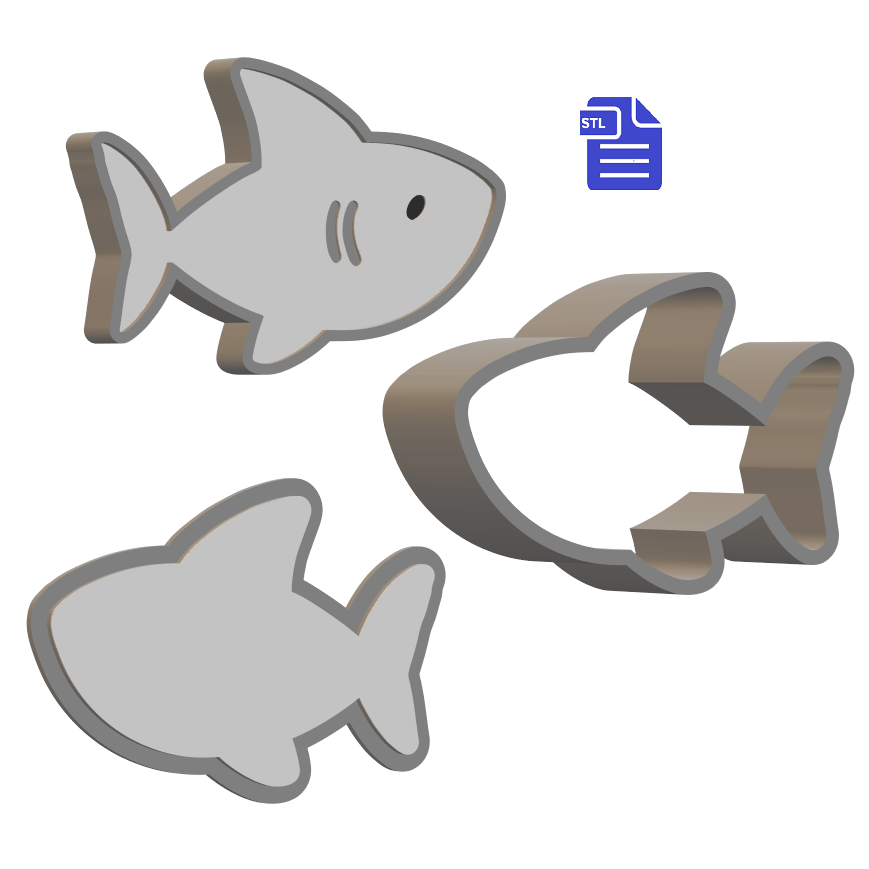 3pc Shark Bath Bomb Mold STL File - for 3D printing - FILE ONLY - The Crafts and Glitter Shop