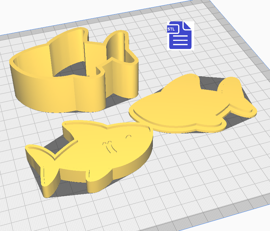 3pc Shark Bath Bomb Mold STL File - for 3D printing - FILE ONLY - The Crafts and Glitter Shop