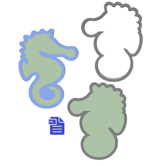 3pc Seahorse Bath Bomb Mold STL File - for 3D printing - FILE ONLY - The Crafts and Glitter Shop