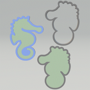3pc Seahorse Bath Bomb Mold STL File - for 3D printing - FILE ONLY - The Crafts and Glitter Shop