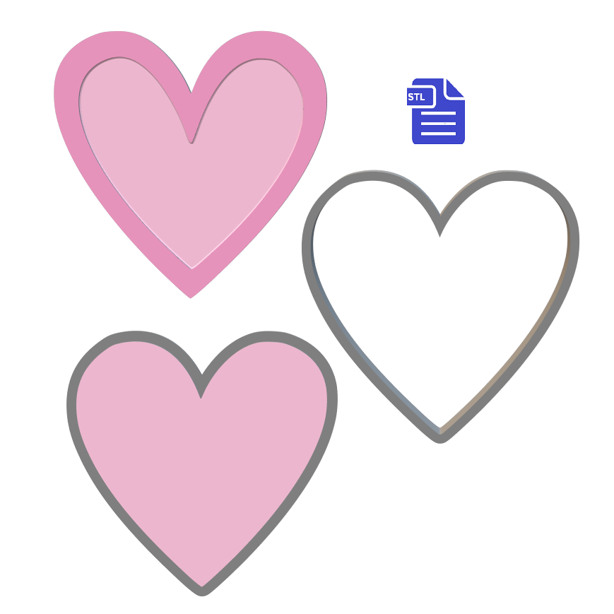 3pc Heart Bath Bomb Mold STL File - for 3D printing - FILE ONLY - The Crafts and Glitter Shop