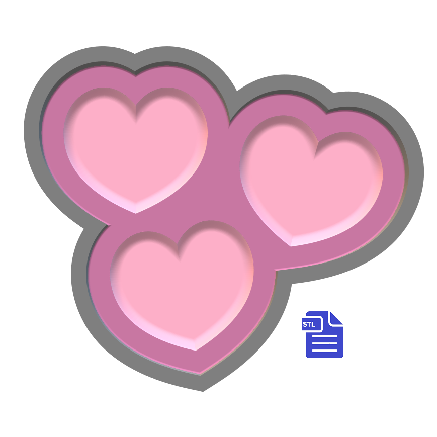 1pc Hearts Bath Bomb Mold STL File - for 3D printing - FILE ONLY