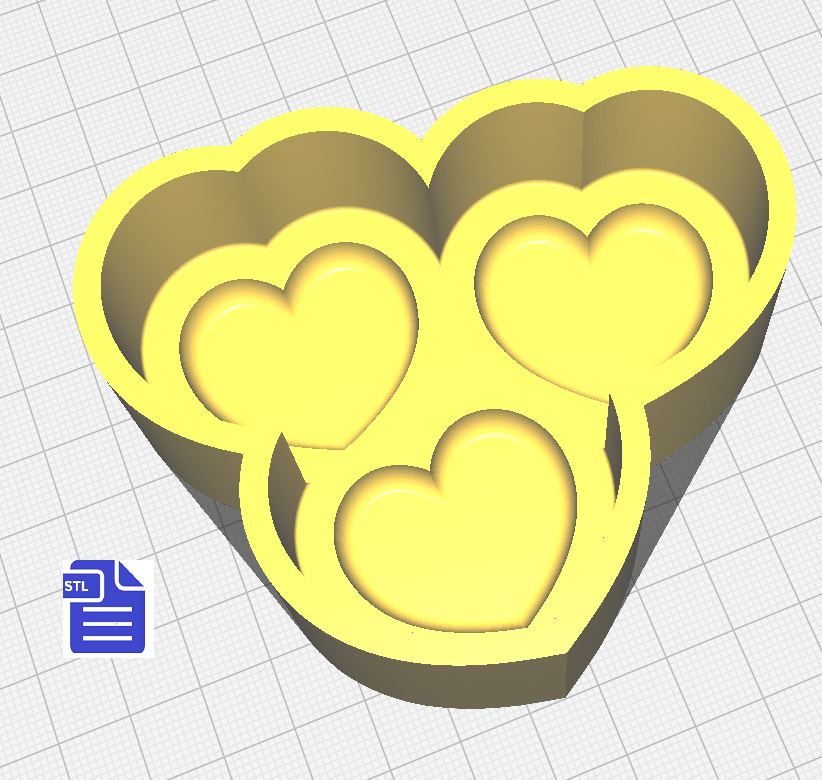 1pc Hearts Bath Bomb Mold STL File - for 3D printing - FILE ONLY