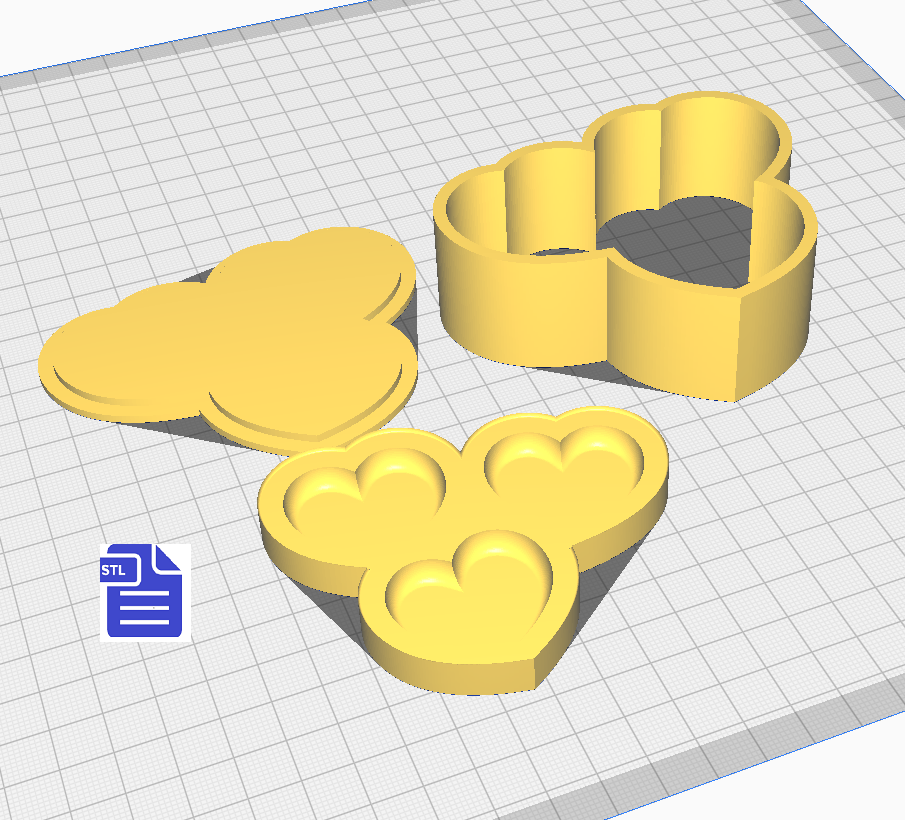 3pc Hearts Bath Bomb Mold STL File - for 3D printing - FILE ONLY - The Crafts and Glitter Shop