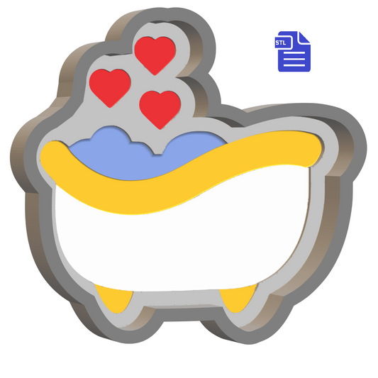 1pc Valentine Bath Tub Bath Bomb Mold STL File - digital download for 3D printing - FILE ONLY
