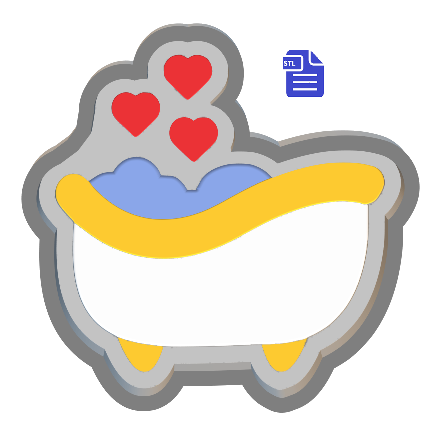 1pc Valentine Bath Tub Bath Bomb Mold STL File - digital download for 3D printing - FILE ONLY