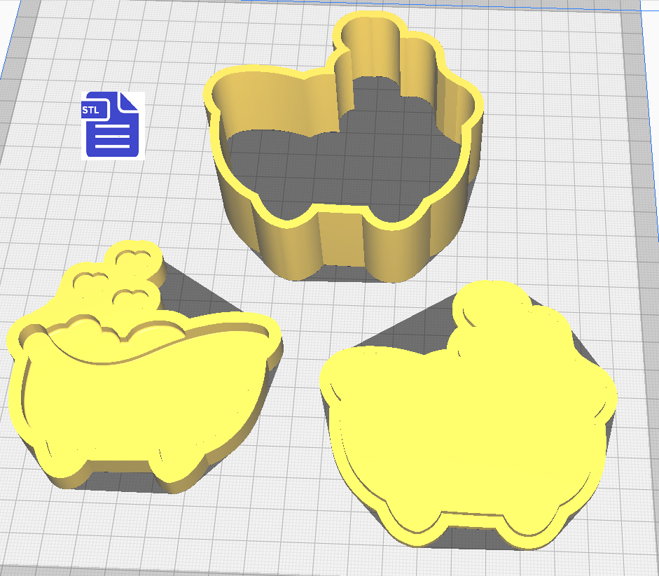 3pc Valentine Bath Tub Bath Bomb Mold STL File - digital download for 3D printing - FILE ONLY - The Crafts and Glitter Shop