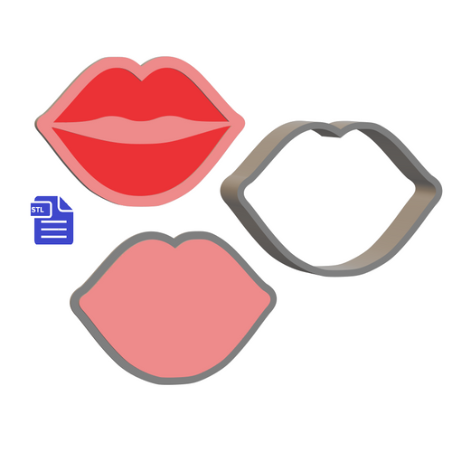 3pc Lips Bath Bomb Mold STL File - for 3D printing - FILE ONLY