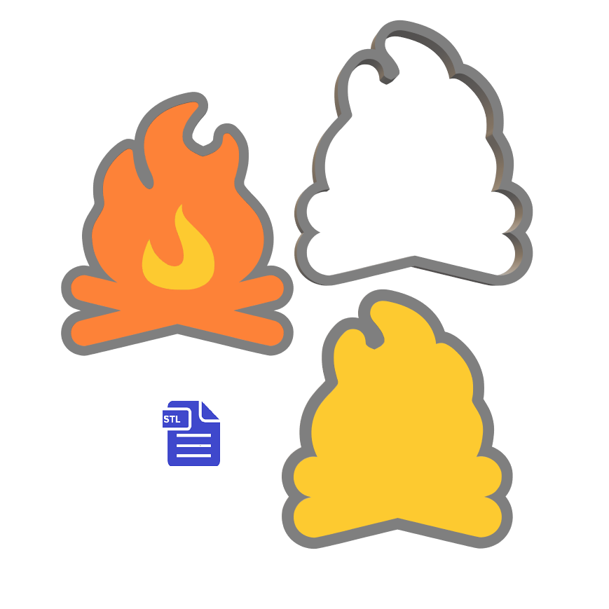 3pc Bonfire Bath Bomb Mold STL File - for 3D printing - FILE ONLY - The Crafts and Glitter Shop