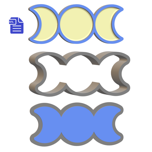 3pc Moon Phases Bath Bomb Mold STL File - for 3D printing - FILE ONLY - The Crafts and Glitter Shop