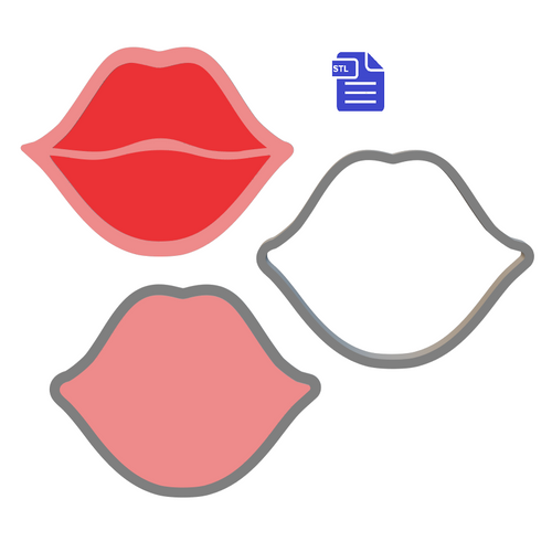 3pc Lips Bath Bomb Mold STL File - for 3D printing - FILE ONLY