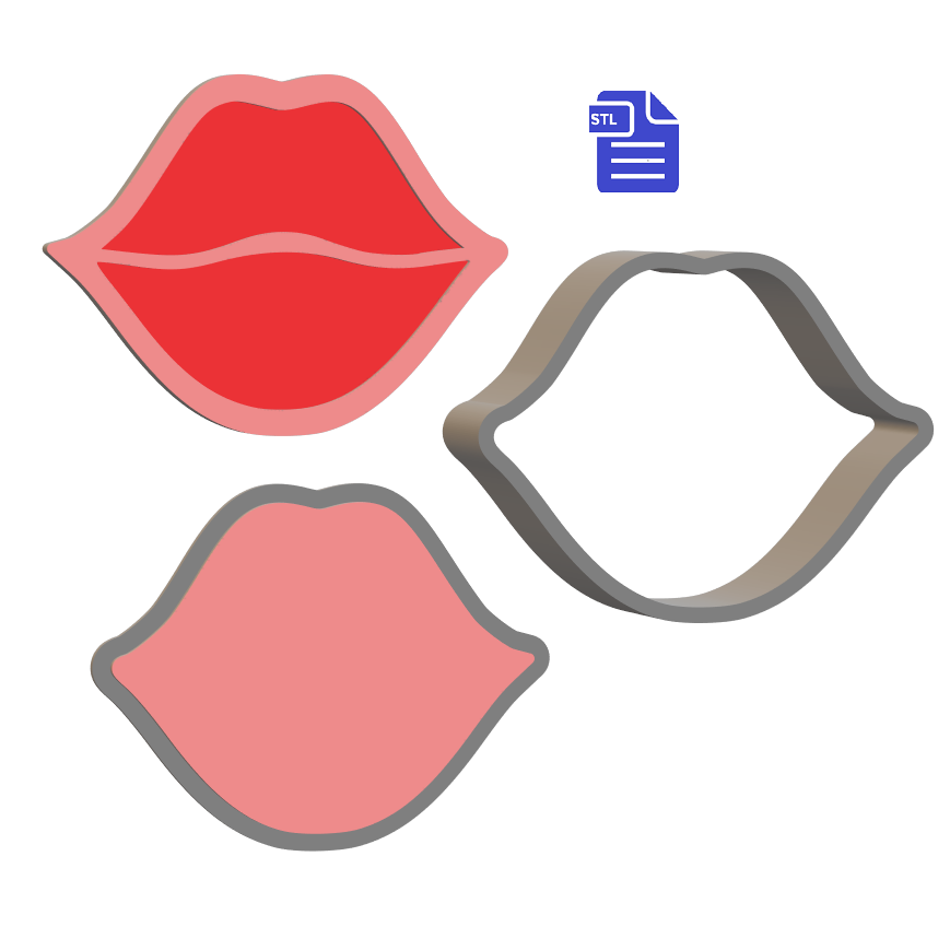 3pc Lips Bath Bomb Mold STL File - for 3D printing - FILE ONLY - The Crafts and Glitter Shop