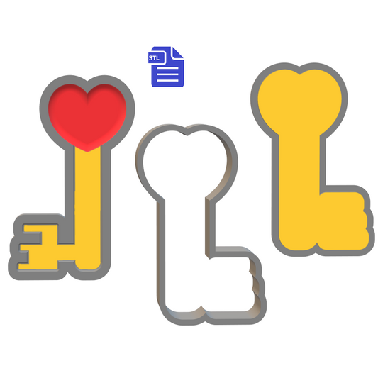 3pc Key to my Heart Bath Bomb Mold STL File - for 3D printing - FILE ONLY - The Crafts and Glitter Shop