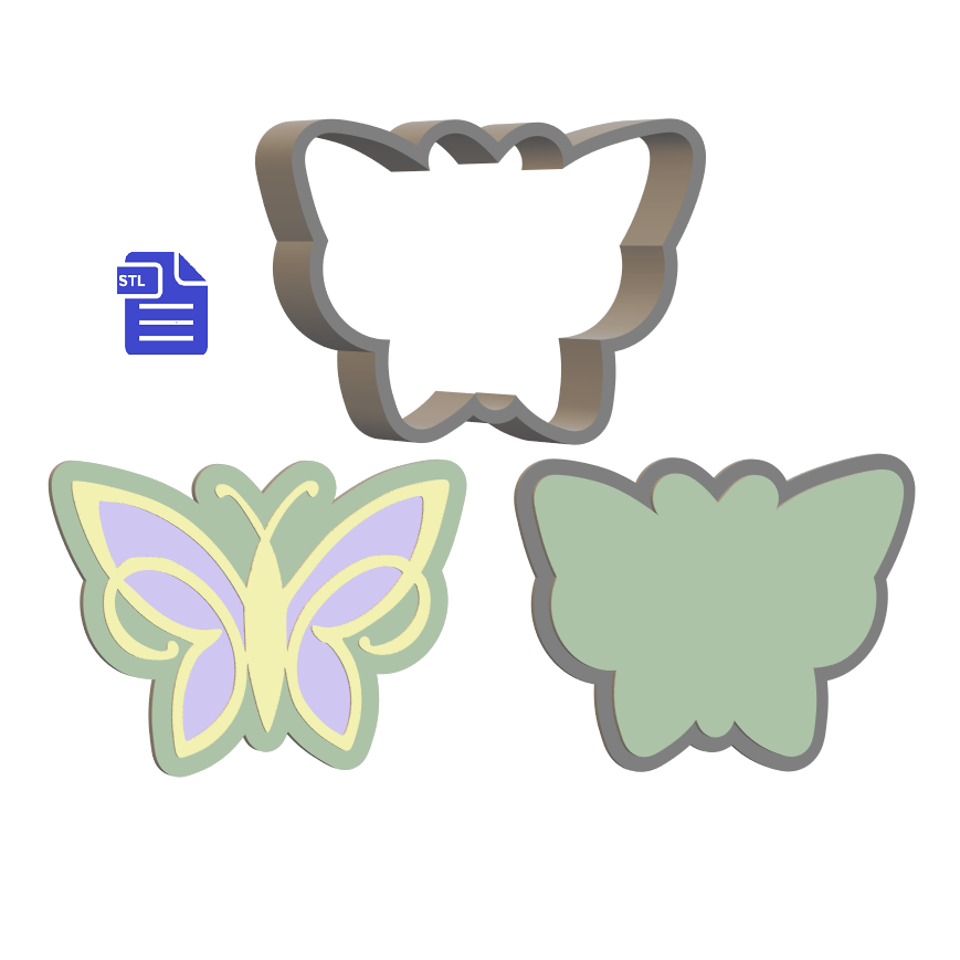 3pc Butterfly Bath Bomb Mold STL File - for 3D printing - FILE ONLY - The Crafts and Glitter Shop