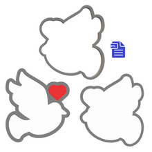 Load image into Gallery viewer, 3pc Valentine Dove Bath Bomb Mold STL File - for 3D printing - FILE ONLY