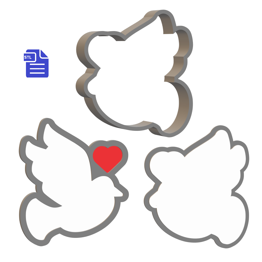 3pc Valentine Dove Bath Bomb Mold STL File - for 3D printing - FILE ONLY - The Crafts and Glitter Shop