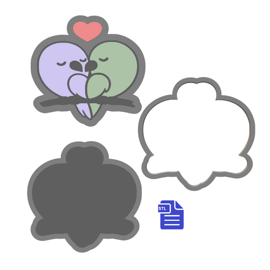 3pc Lovebirds Bath Bomb Mold STL File - for 3D printing - FILE ONLY - The Crafts and Glitter Shop