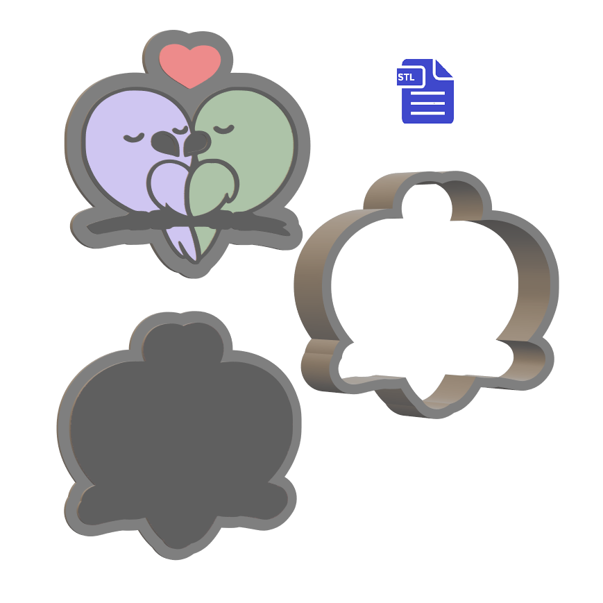 3pc Lovebirds Bath Bomb Mold STL File - for 3D printing - FILE ONLY - The Crafts and Glitter Shop