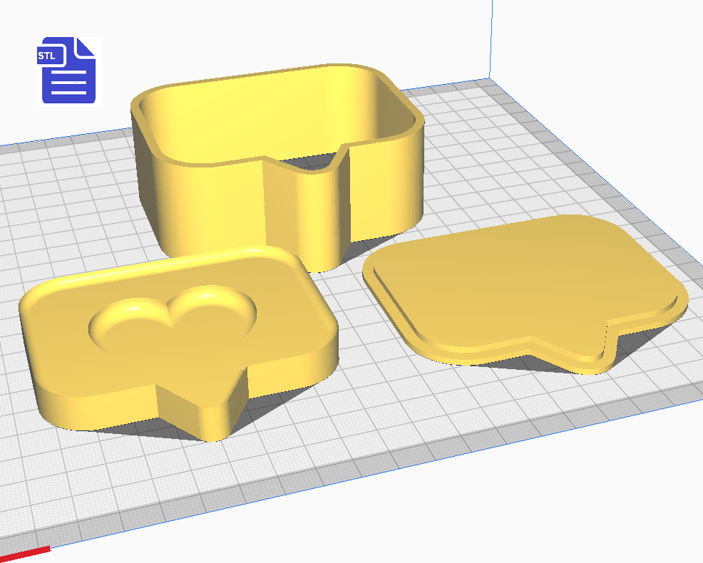 3pc Love Message Bath Bomb Mold STL File - for 3D printing - FILE ONLY - The Crafts and Glitter Shop